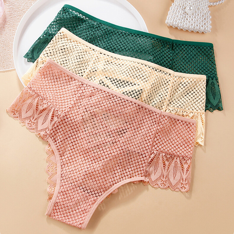 New 3 Packs Lot Plus Size Womens Sexy Panties Underwear Lace Sheer Lingeries