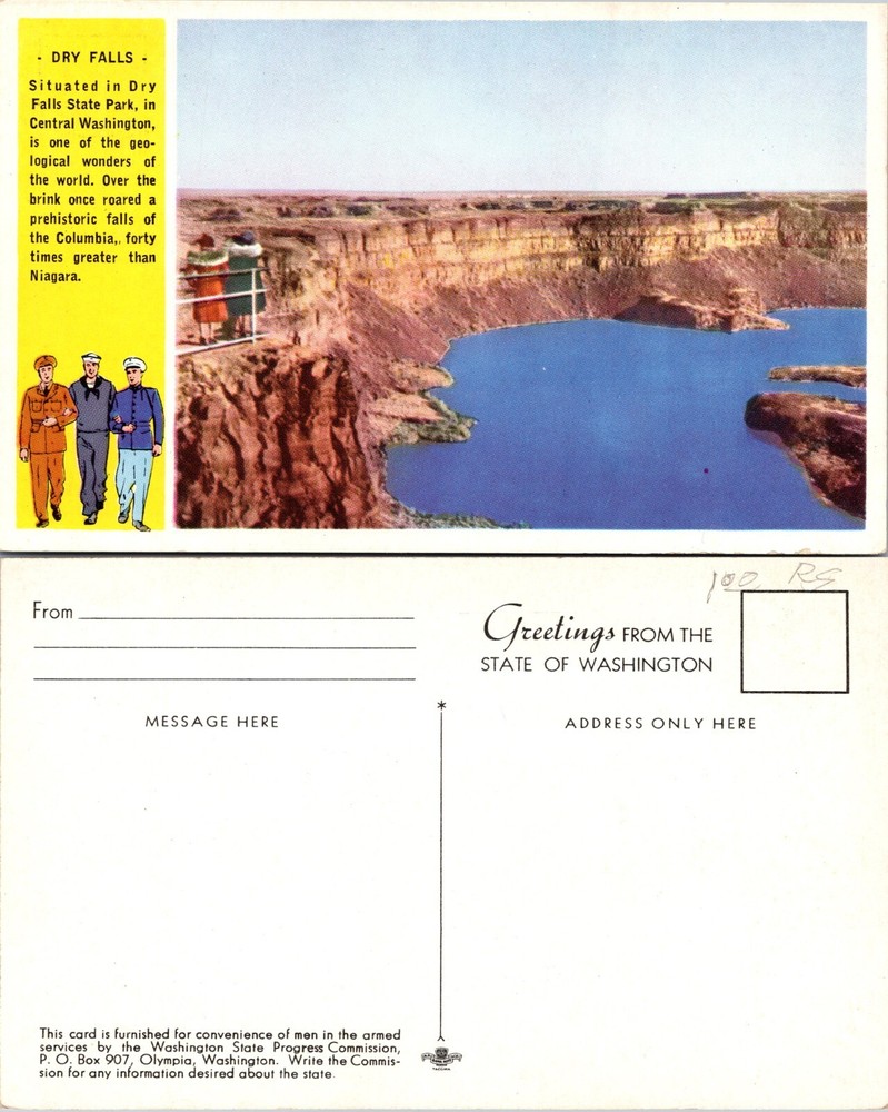 Dry Falls Overlook State Park Washington WA Postcard