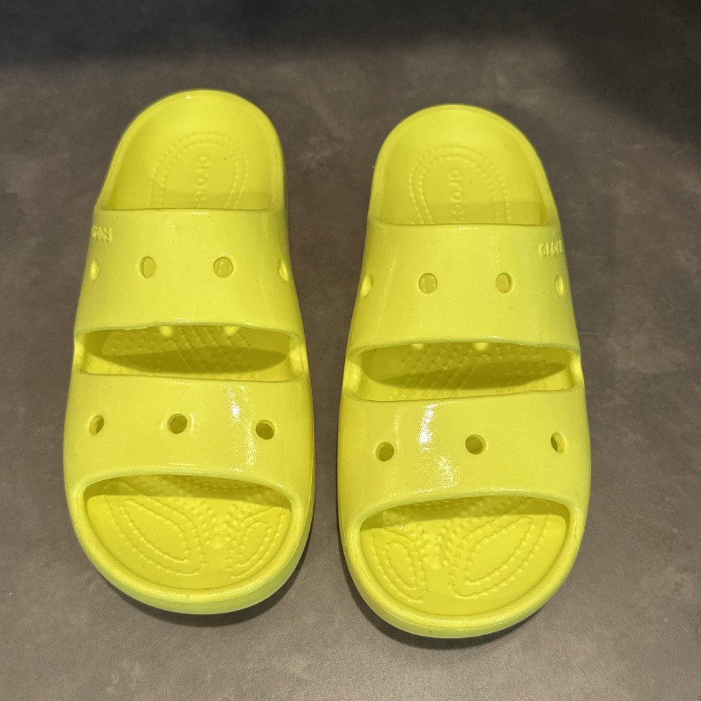 New Bright Yellow 2 Strap Crocs Sandals W6 M4