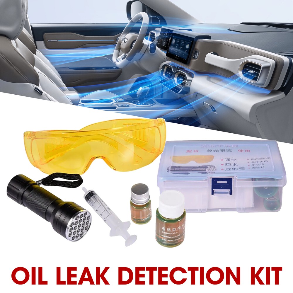 UV Oil Leak Detection Kit for Automotive AC System with Dye and Flashlight-image