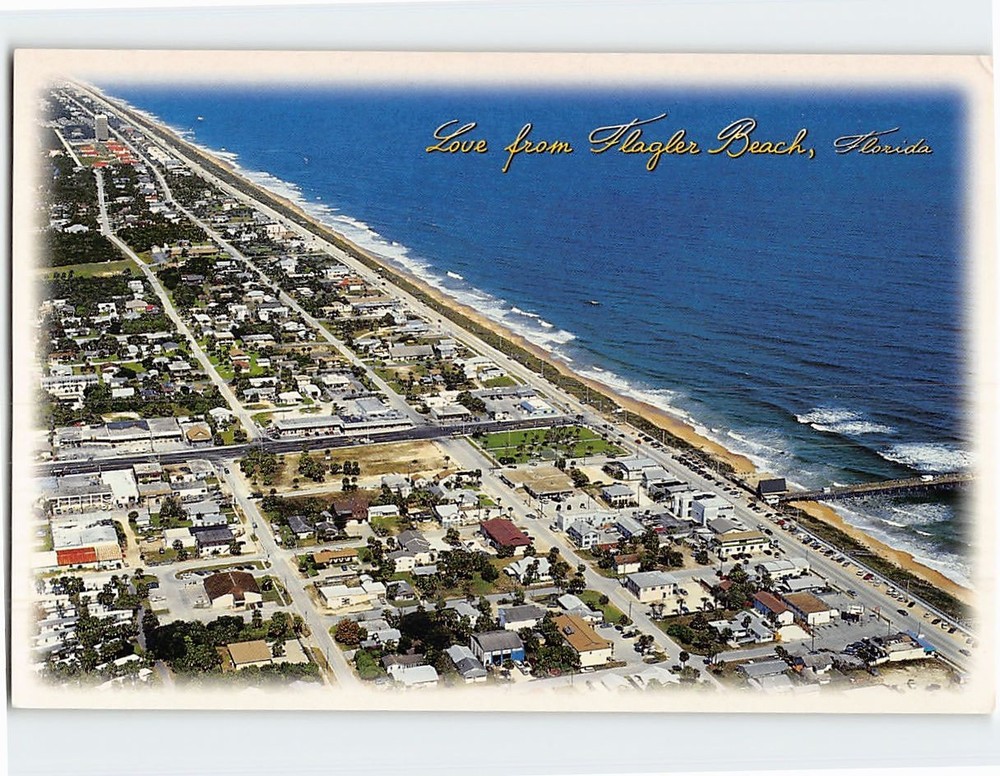 Postcard Aerial View Flagler Beach Florida USA