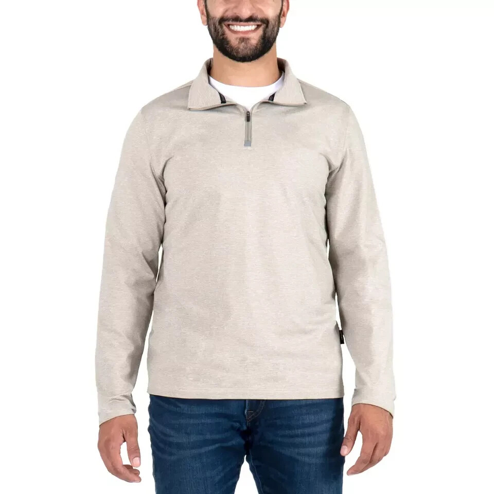Gerry Men's Long Sleeve 1/4 Zip Pullover, Tan, Size S