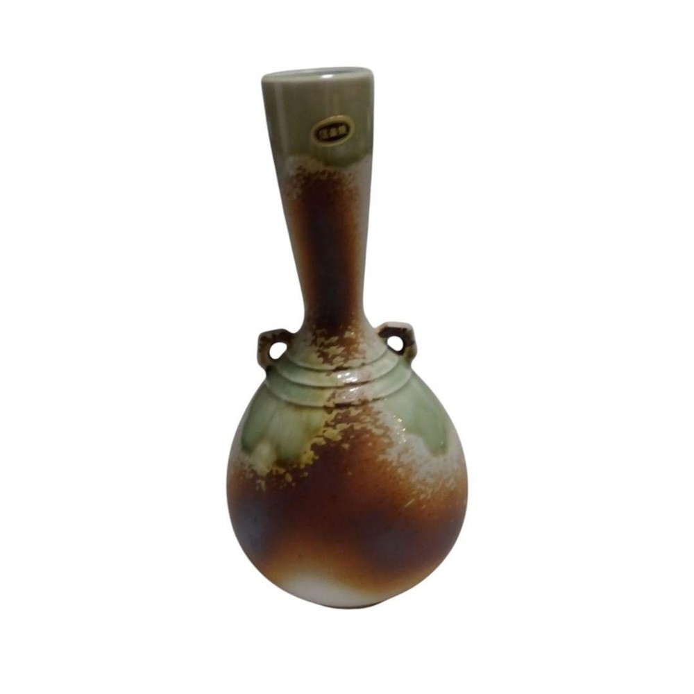 Shigaraki Ware Vase Flower Pot Ceramic Green Brown Gradient 24cm Tall
