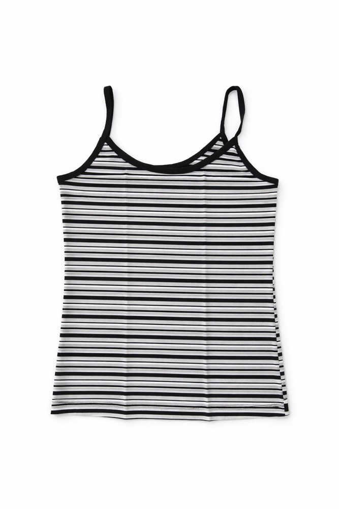 Rue21 Black White Striped Cami Tank Top Cotton Stretch Spaghetti Strap Size M