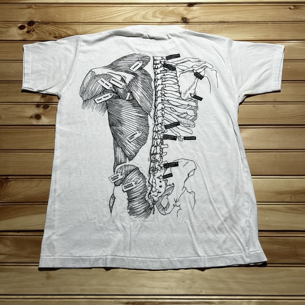 Vintage 80s Medical Skelton Muscle Diagram Canadian Back Institute Shirt Medium
