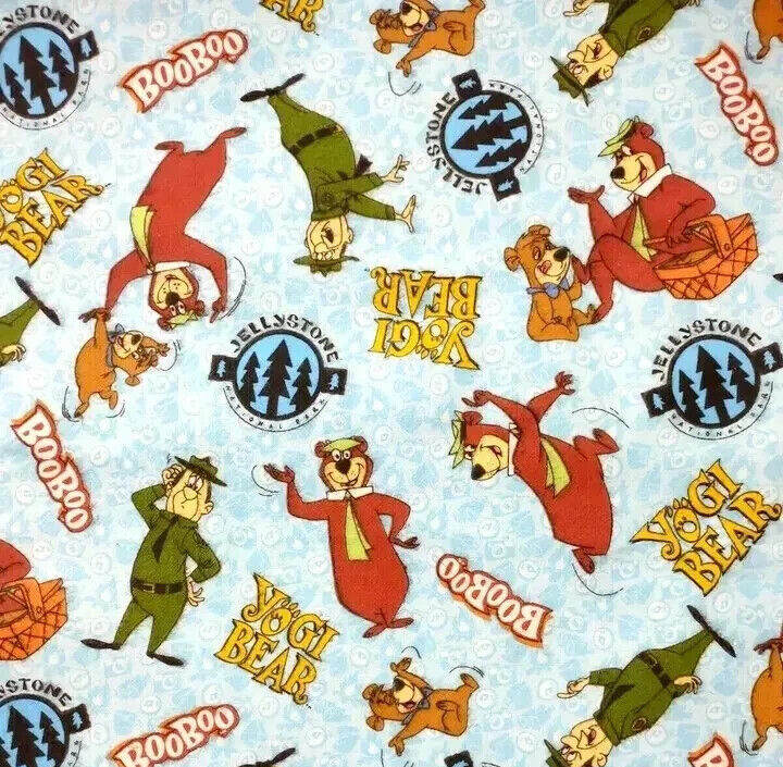 yogi bear cartoon fun fabric print flannel 11 x 10 inch new