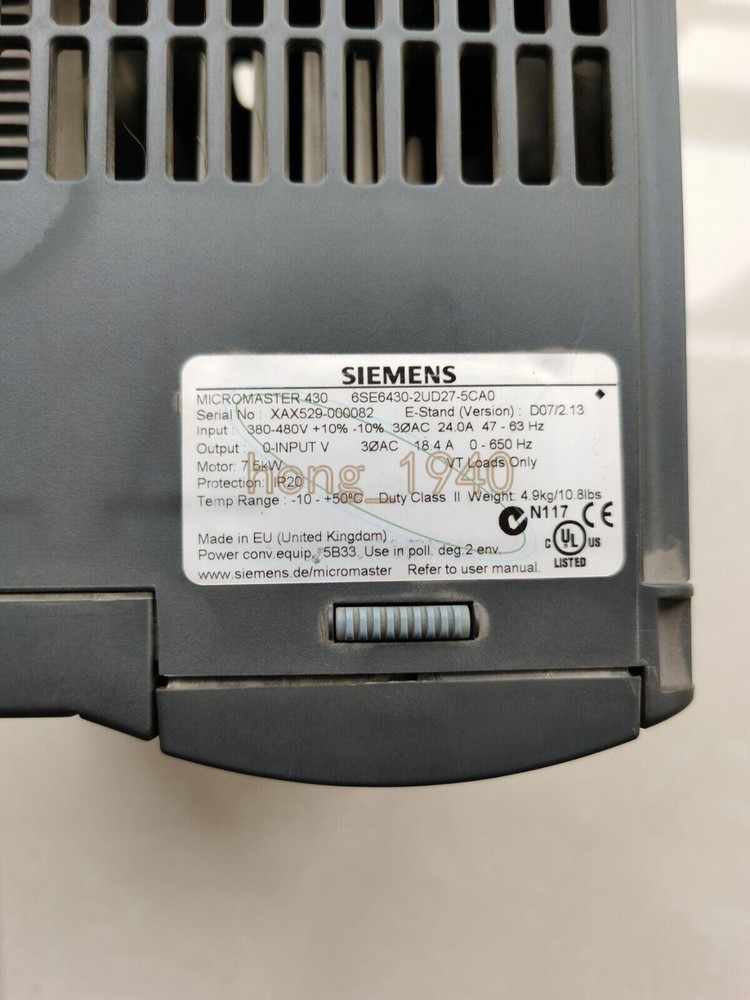 ONE Used Siemens inverters 6SE6430-2UD27-5CA0 7.5KW 380V