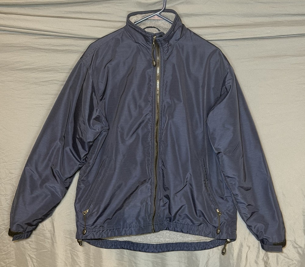 Footlocker grey fleece lined jacket full-zipblue outer shell windbreaker size s