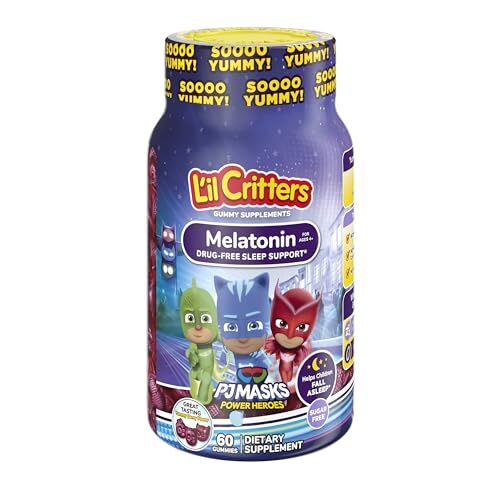 L'il Critters PJ Masks Gummy Melatonin Supplement for Kids Drug-Free Sleep Su...