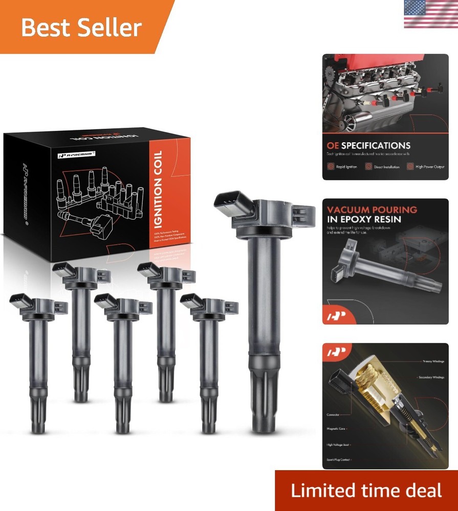 6PCS Ignition Coil Packs for Toyota Lexus Lotus V6 Engines