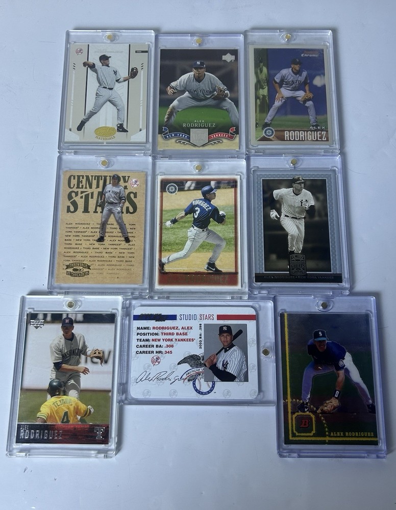 Alex Rodriguez 9 Card Lot MLB Baseball Yankees Mariners Rangers Donruss + Bowman