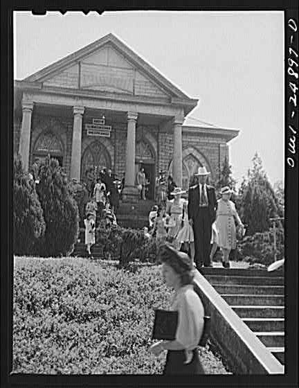 San Augustine Texas 1900s Methodist Church Congregation Leaving Steps
