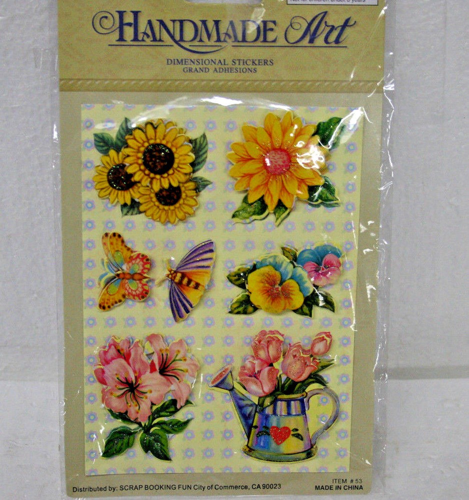 HANDMADE ART DIMENSIONAL STICKERS ACID FREE FLOWERS ITEM 53-image