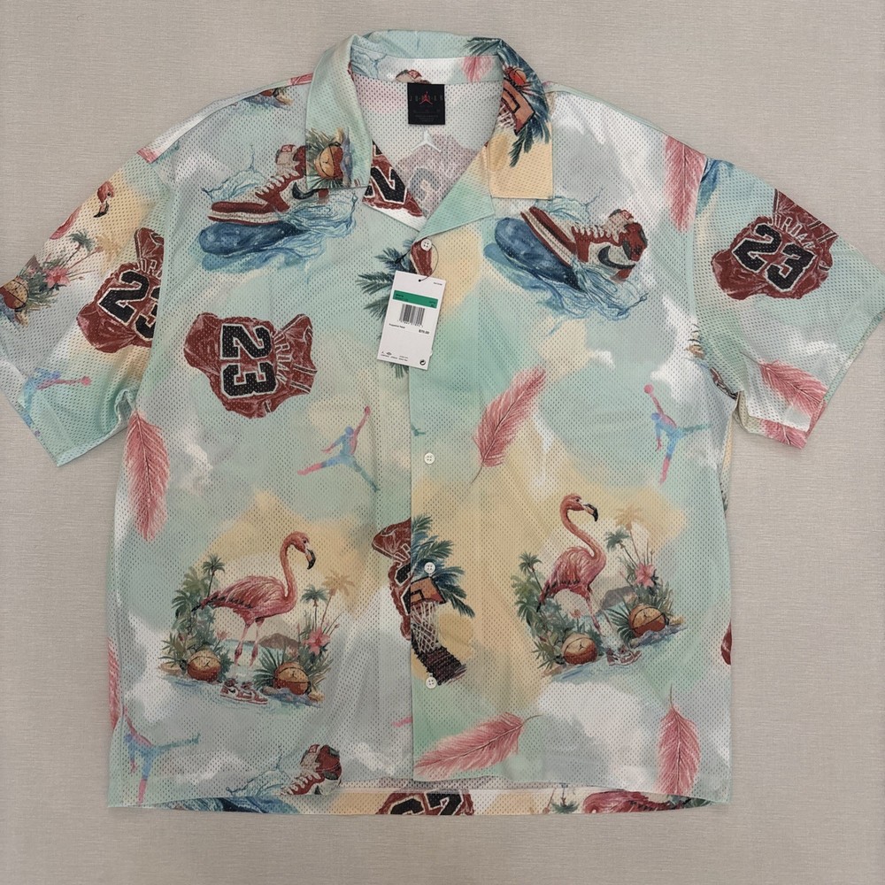 Air Jordan Essentials Mens XL Camp Shirt Printed Mesh New IB3007 133