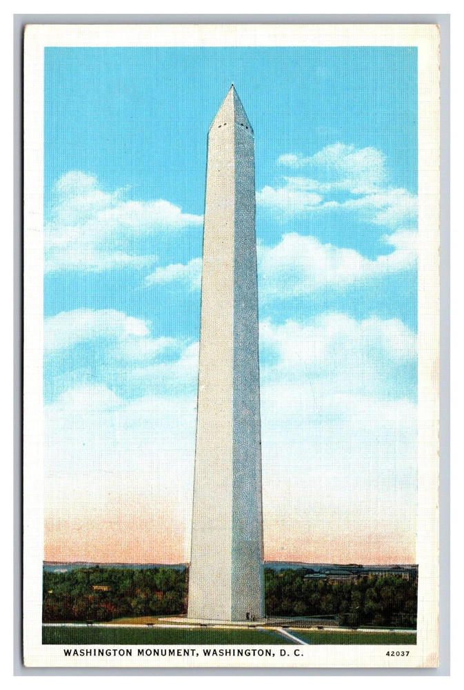 Washington D.C. Washington Monument Granite Unposted Linen Postcard