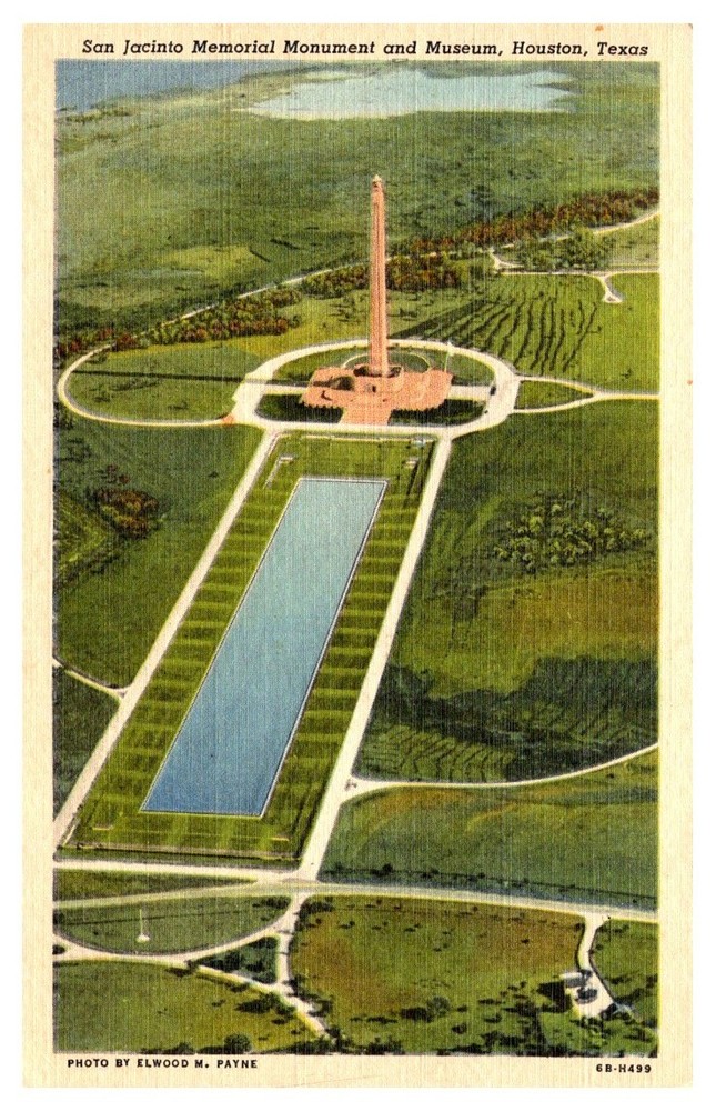 1952 Aerial View San Jacinto Memorial Houston Texas Vintage Postcard
