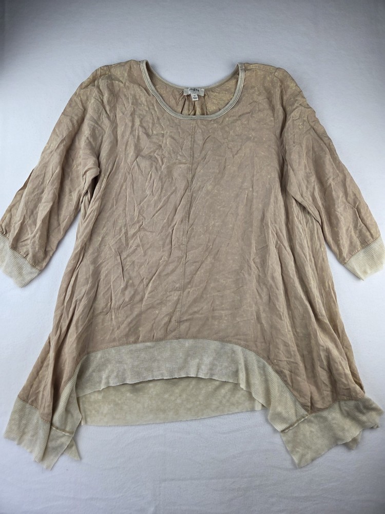 Umgee Women's Size Medium Burnout Swing Tunic Top 3/4 Sleeve