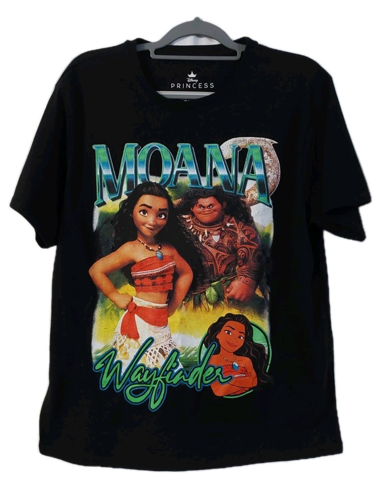 Disney Princess Moana Tee Shirt Size Medium Wayfinder Graphic Black Maui NWT
