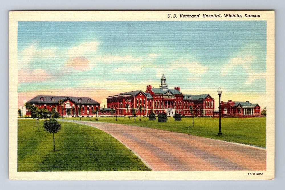 Wichita KS-Kansas, US Veterans Hospital, Antique, Vintage Souvenir Postcard