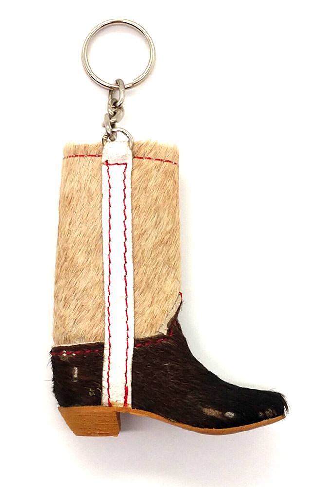 Vtg. Leather Cowboy Cowgirl Boot Rodeo Horse Saddle Ranch Keychain #12