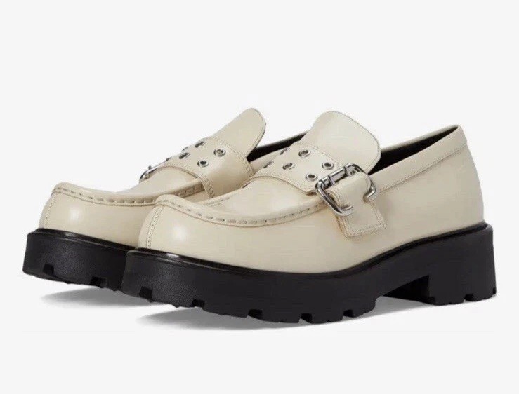 Vagabond Cosmo 2.0 White Leather Buckle Platform Loafers Oxfords EU 37 US 7