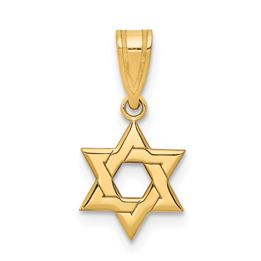 Avariah Solid 10k Yellow Gold Star of David Pendant - 17mm