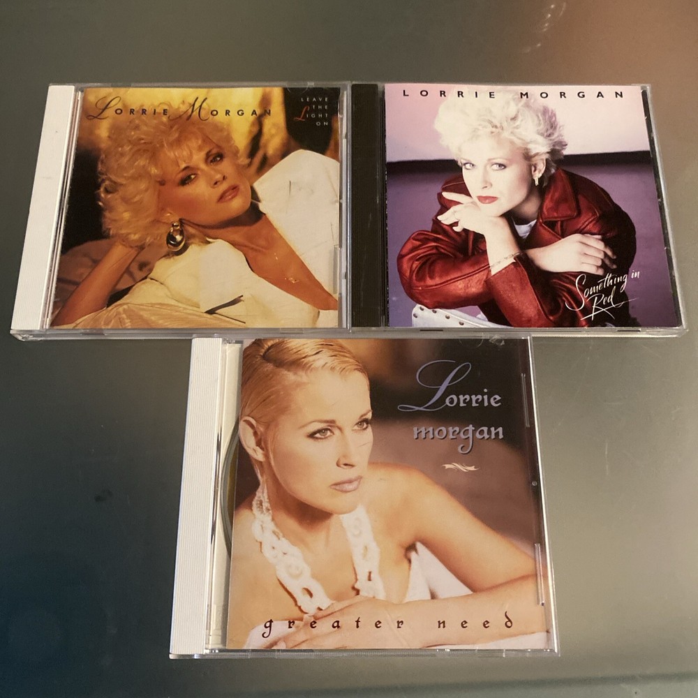Morgan, Lorrie 3 LOT Something  in Red Leave The Light On Greater Need Excellent
