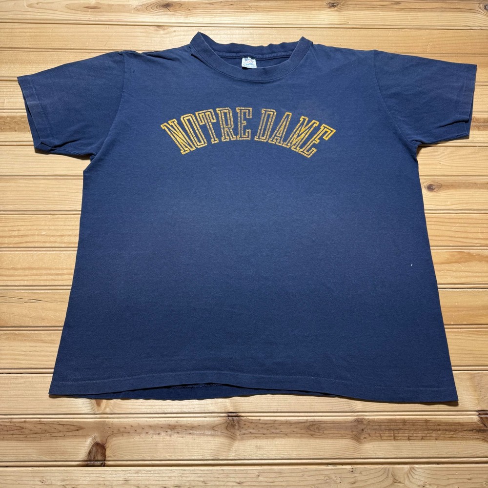 Vintage 80s Notre Dame University College NCAA Sports Graphic T-Shirt USA - XL