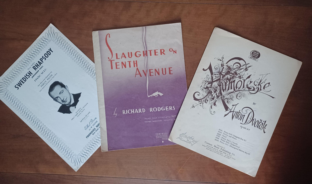 3x Sheet Music: PIANO SOLOS from the 1930's-50's : Dvorak, Rodgers, Percy Faith