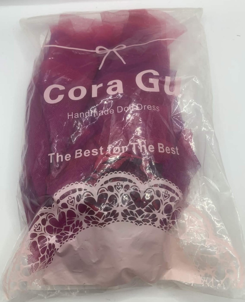 Barbie Sized Cora Gu Handmade Doll Dress Outfit Fashion Pink Lace Fancy Clothes