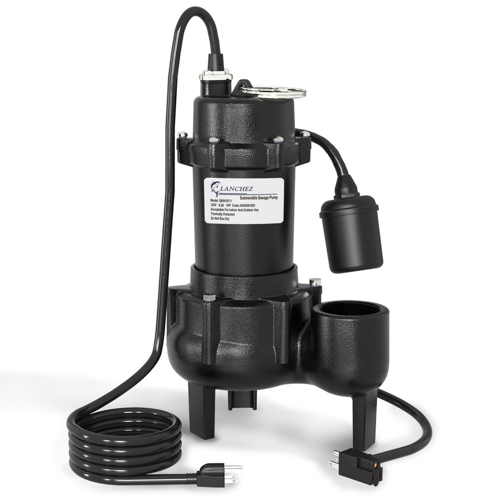1HP 115V Submersible Sewage Pump 5600 GPH Cast Iron with Auto On/Off