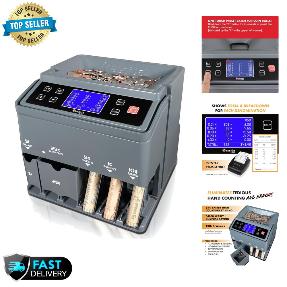 Accurate Coin Counter and Sorter with LCD Display – Quick Load & Compact Design-image