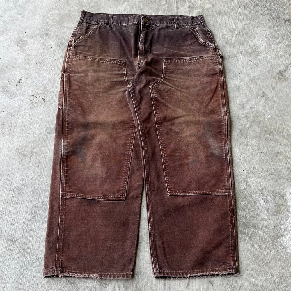 Vintage carhartt faded brown double knee work wear carpenter pants