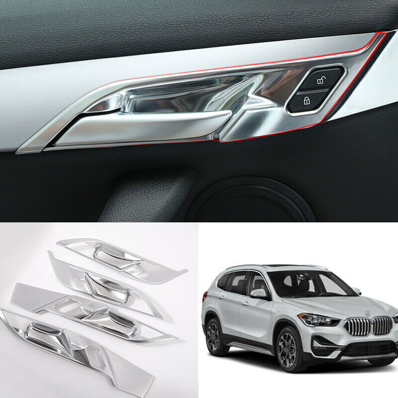 4pcs ABS silver Interior door handle bowl cover trim For BMW X1 2016-2021 F48