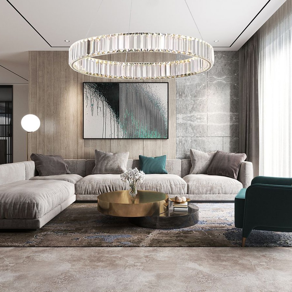 Crystal Ring Pendant Chandelier Modern Ceiling Light Fixture
