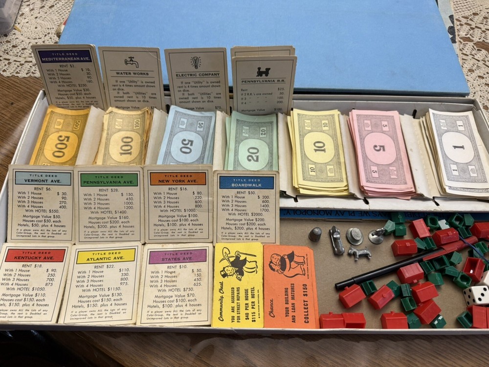 Monopoly 1961 Classic Board Game Parker Brothers Real Estate Comp Orig Box