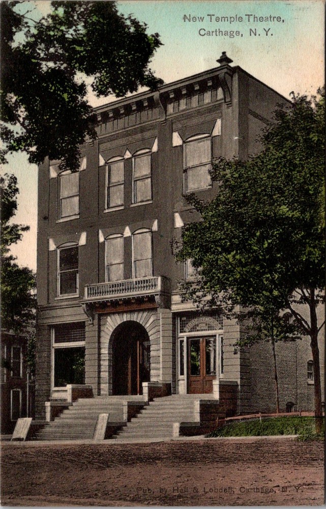 New Temple Theatre, Carthage NY c1909 Vintage Postcard V25