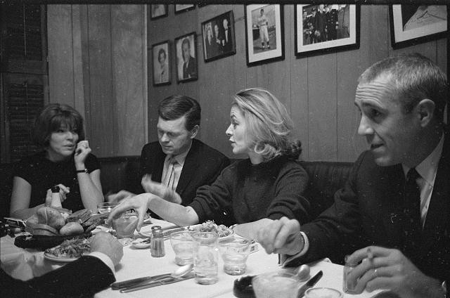 Photo:Lauren Bacall 1960s Dinner Table Conversation Candid Photo