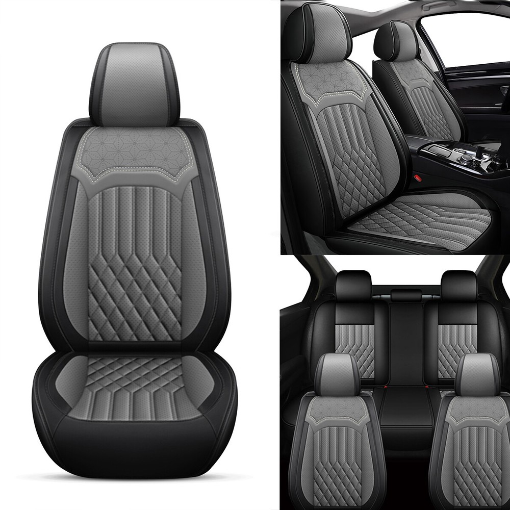 Faux Leather Car Seat Covers Gray Full Set Pad For Chevrolet Equinox 2011-2021