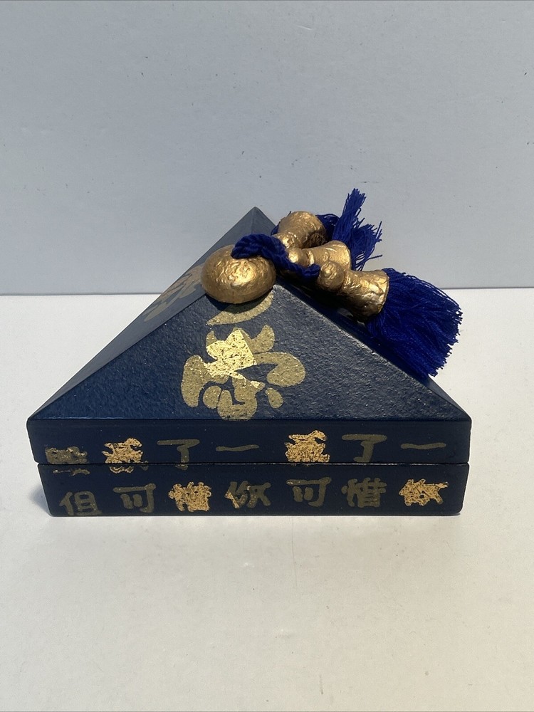 Thai Wooden Triangle Jewelry Box Handcrafted Storage