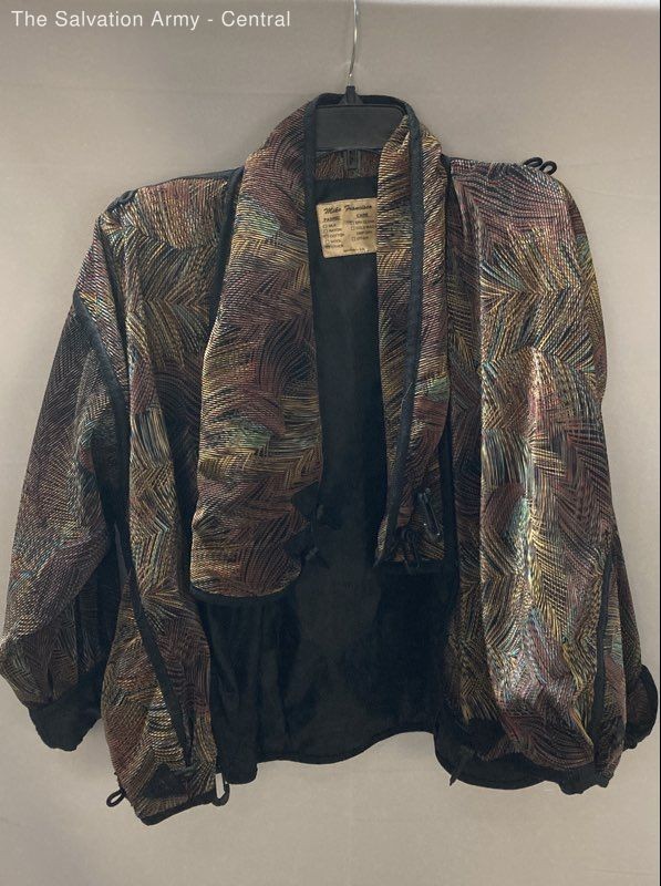 Miko Francisco Womens Multicolor Abstract Palm Leaf Winter Jacket Size Approx M-image