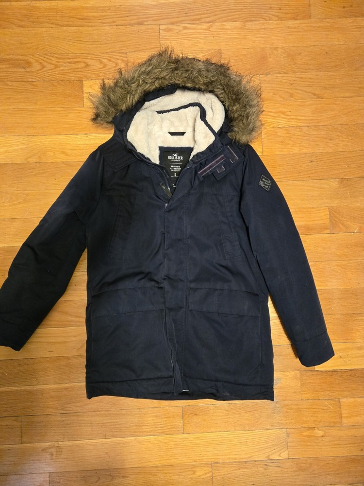 Hollister All Weather Mens Faux Lined Parka Jacket- Small