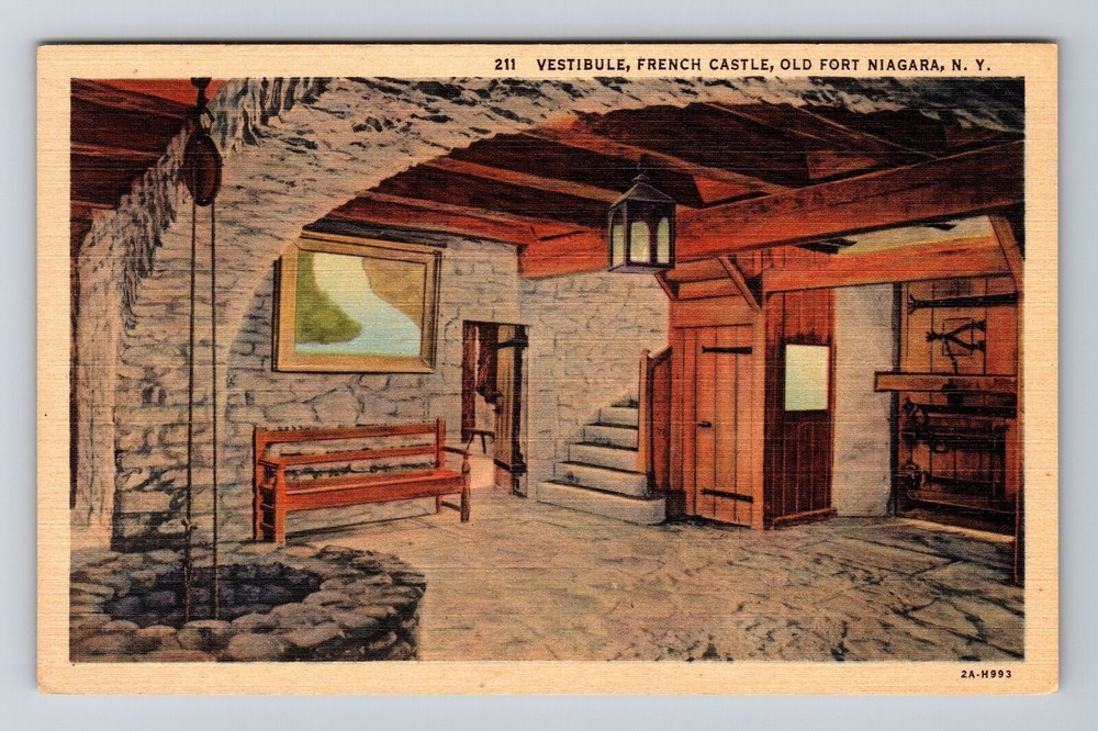 Old Fort Niagara NY-New York Vestibule Inside French Castle Vintage Postcard