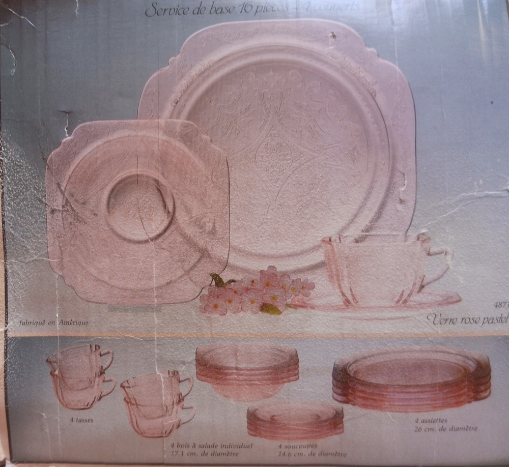 Indiana glass, 16 piece starter set pastel pink