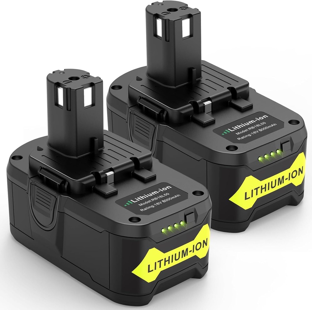 2Pack 8.0Ah High-Capacity Replacement Battery for Ryobi P108 18V Tools