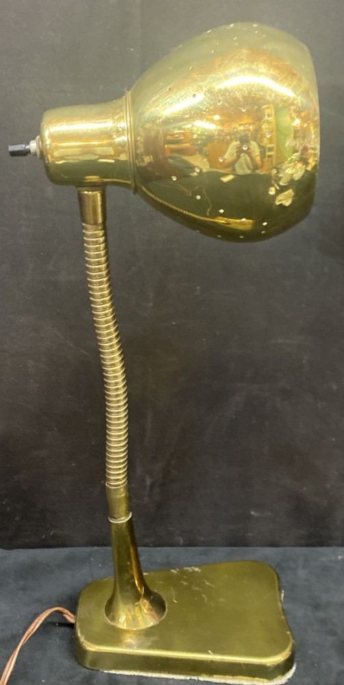 Brass Eyeball Desk Adjusting Table Lamp Space Orb Gold tone 18”  Working Vintage