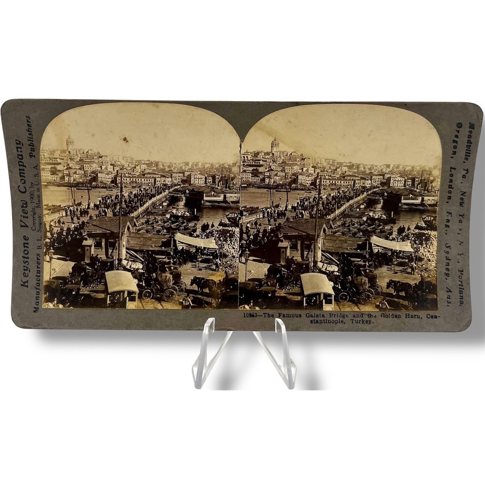 Keystone View Company Stereoview Constantinople Turkey Galata Bridge Golden Horn