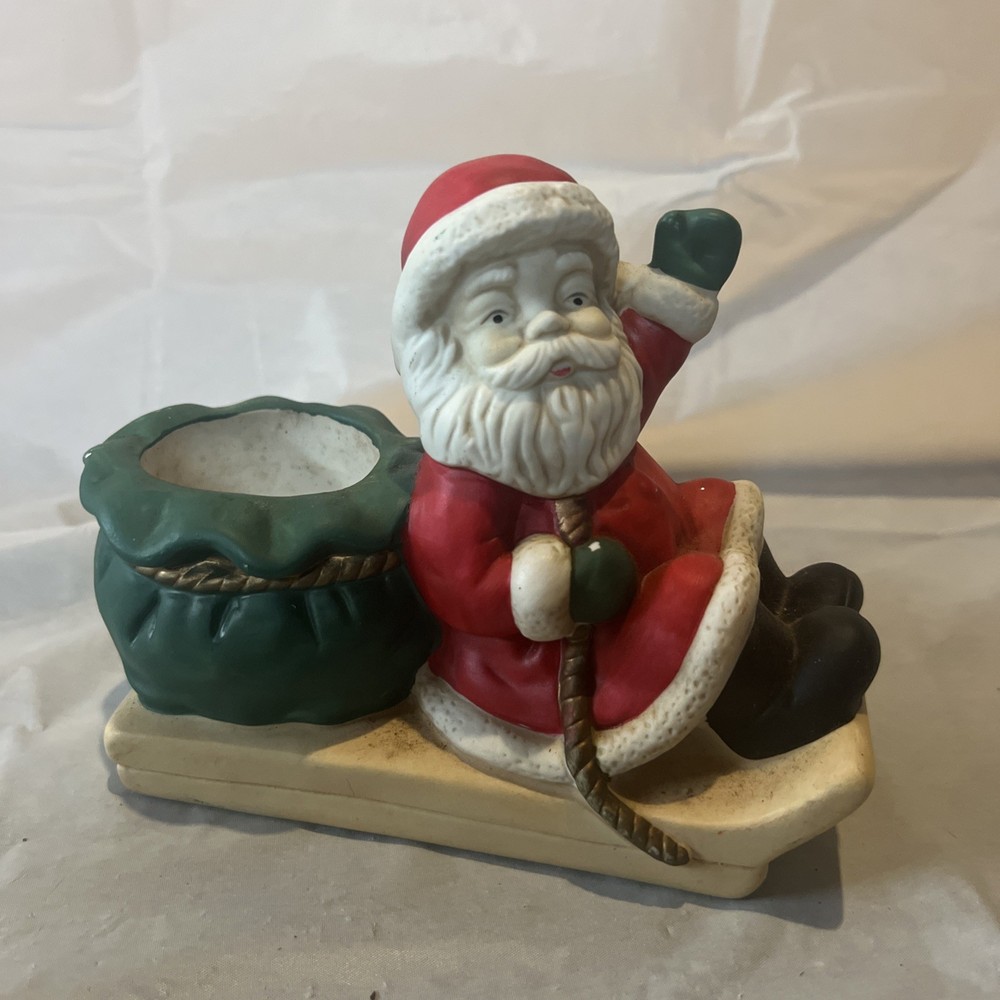 Vintage Partylite Santa 'n Sleigh Tea Light Votive Candle Holder Christmas Sled
