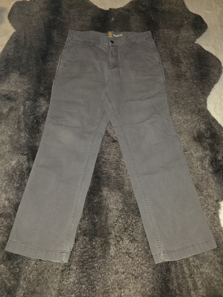 Carhartt Pants Mens 32x30 BN2291-M Rugged Flex Canvas Relaxed Fit Gray F688