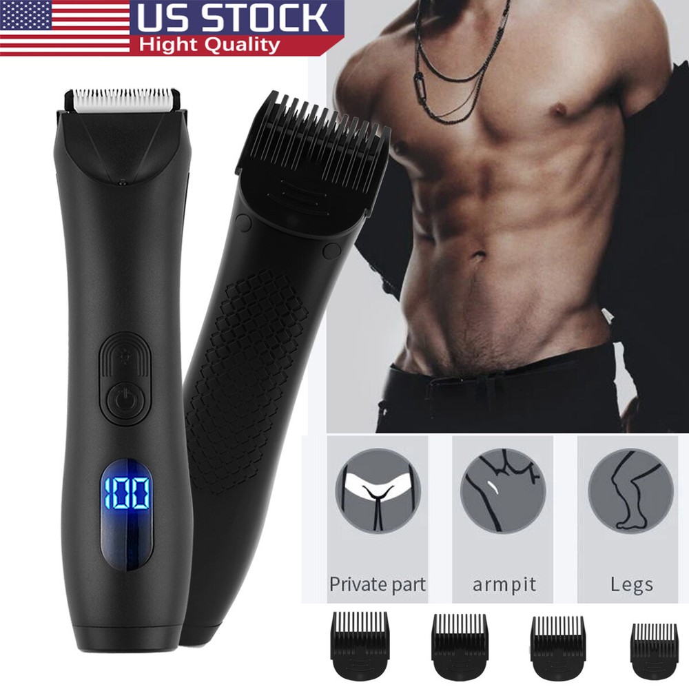 Electric Men's Manscaping Pubic Hair Trimmer Waterproof Groin Ball Body Shaver A